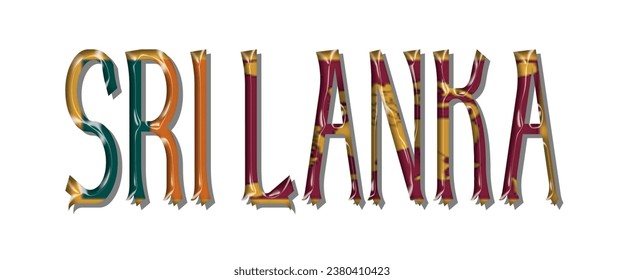 SRI LANKA flag text font, 3D SRI LANKA colorful background, SRI LANKA flag vector illustration