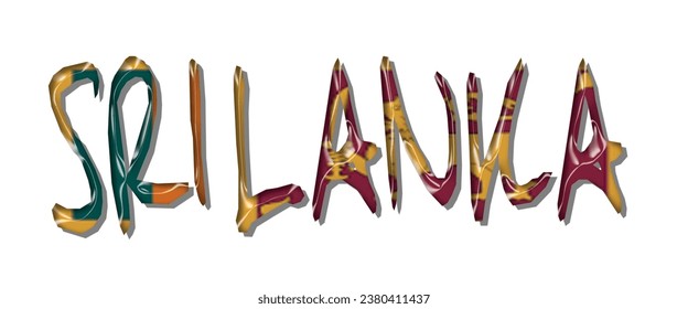 SRI LANKA flag text font, 3D SRI LANKA colorful background, SRI LANKA flag vector illustration
