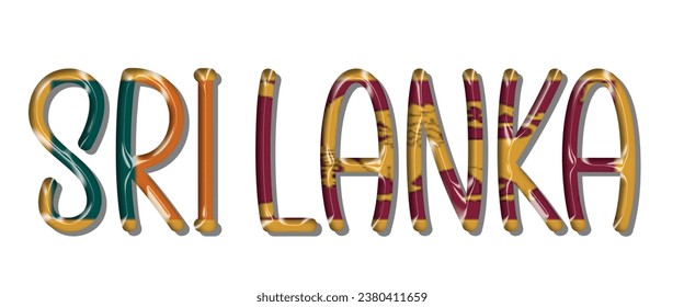 fuente de texto de la bandera SRI LANKA, fondo de color 3D SRI LANKA, ilustración vectorial de la bandera SRI LANKA