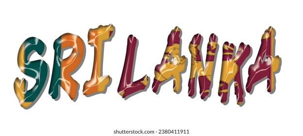 SRI LANKA flag text font, 3D SRI LANKA colorful background, SRI LANKA flag vector illustration