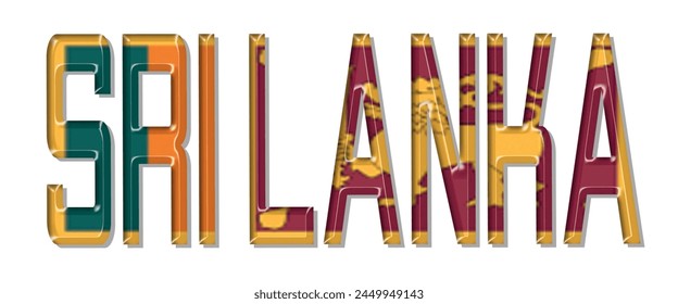Fuente del texto de la bandera de Sri Lanka, fondo colorido de la bandera de Sri Lanka 3D, Ilustración vectorial de la bandera de Sri Lanka