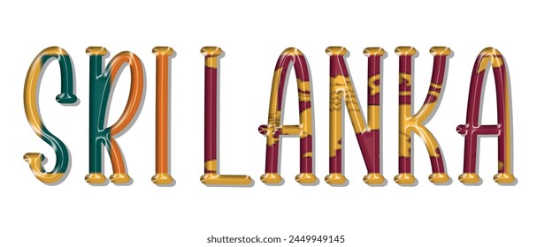 Sri Lanka flag text font, 3D Sri Lanka flag colorful background, Sri Lanka flag vector illustration
