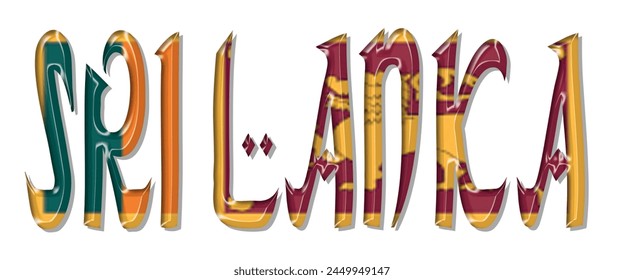 Sri Lanka flag text font, 3D Sri Lanka flag colorful background, Sri Lanka flag vector illustration