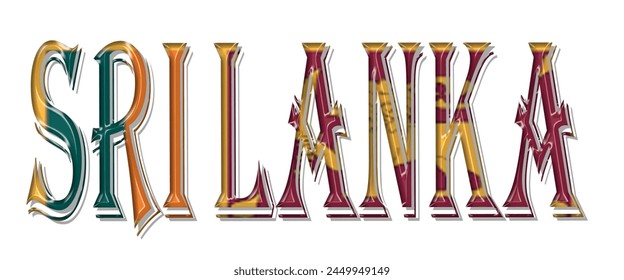 Sri Lanka flag text font, 3D Sri Lanka flag colorful background, Sri Lanka flag vector illustration