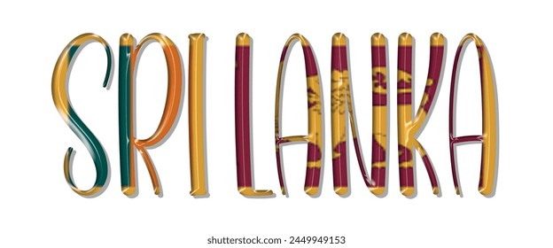 Fuente del texto de la bandera de Sri Lanka, fondo colorido de la bandera de Sri Lanka 3D, Ilustración vectorial de la bandera de Sri Lanka