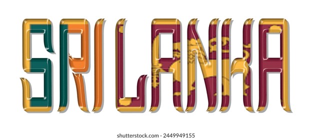 Fuente del texto de la bandera de Sri Lanka, fondo colorido de la bandera de Sri Lanka 3D, Ilustración vectorial de la bandera de Sri Lanka