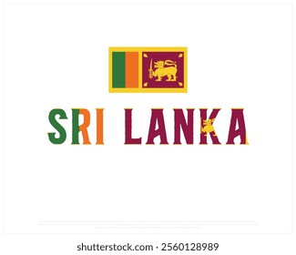 SRI LANKA flag Typography on a white background, Editable vector design of SRI LANKA typography with flag, Independence Day Design, SRI LANKA day design, National Flag of SRI LANKA