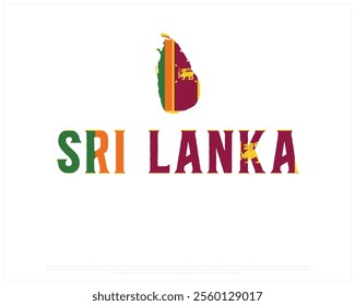 SRI LANKA flag Typography on a white background, Editable vector design of SRI LANKA typography with map, Independence Day Design, SRI LANKA day design, Map of SRI LANKA