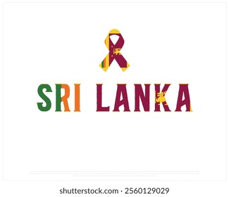 SRI LANKA flag Typography on a white background, Editable vector design of SRI LANKA typography with ribbon flag, Independence Day Design, SRI LANKA day design, National Ribbon flag of SRI LANKA