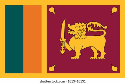 Sri Lanka flag vector graphic. Rectangle Sri Lankan flag illustration. Sri Lanka country flag is a symbol of freedom, patriotism and independence.