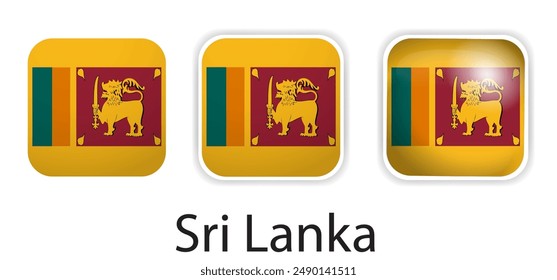 Sri Lanka flag vector icons set in the shape of rounded square