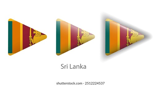 Sri Lanka flag vector icons set in the shape of rounded triangle