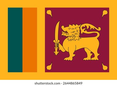 Sri Lanka flag vector illustration with lion holding a sword on maroon background. 