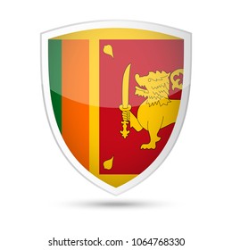 Sri Lanka Flag Vector Shield Icon - Illustration