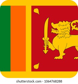 Sri Lanka Flag Vector Square Flat Icon - Illustration
