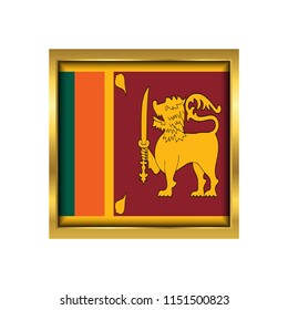 Sri Lanka Flag Vector Square Icon - Illustration, Flag of Sri Lanka. Abstract concept, icon,golden square, button. Raster illustration on white background.