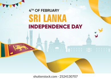 Sri Lanka Flagge auf Skyline-Hintergrund. Independence Day Concept Design Vektorgrafik.