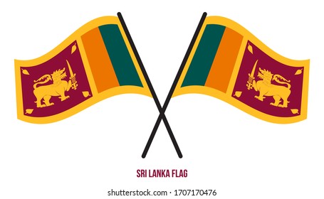 Bandera de Sri Lanka ondeando ilustración vectorial en fondo blanco. Bandera Nacional de Sri Lanka.