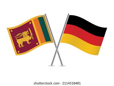 Sri Lanka and Germany flags. Sri Lankan and German flags isolated on white background. Lion flag. Sinha Flag. Vector icon set. Vector illustration.