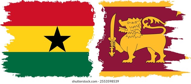 Sri Lanka and Ghana grunge flags connection, vector