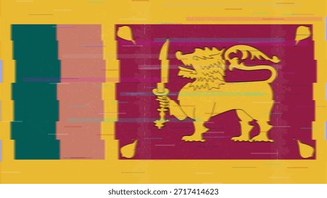 Sri Lanka Vector Video de bandera de falla, distorsión dividida RGB, ilustración digital abstracta del marco