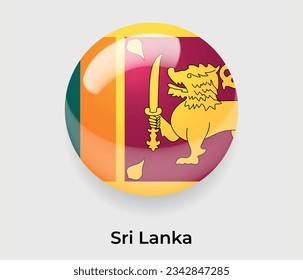 Sri Lanka lustroso bandera nacional burbuja forma redonda icono ilustración vectorial vidrio