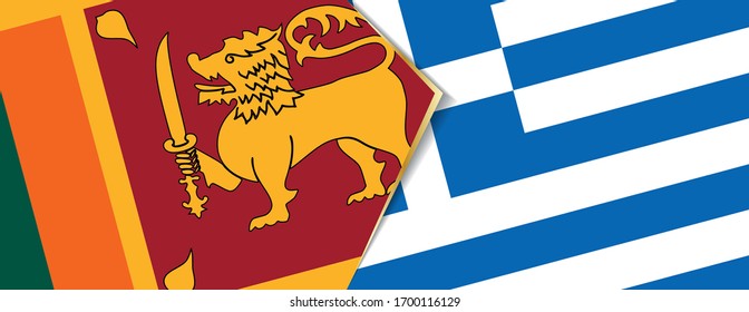 Sri Lanka and Greece flags, two vector flags symbol of relationship or confrontation.