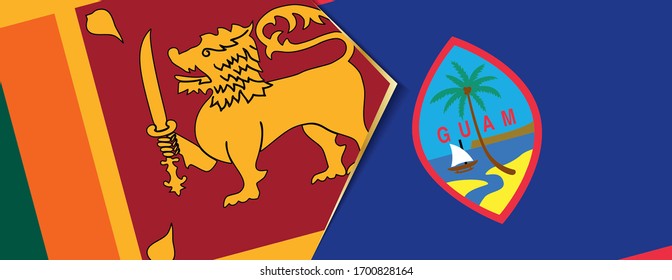 Sri Lanka and Guam flags, two vector flags symbol of relationship or confrontation.