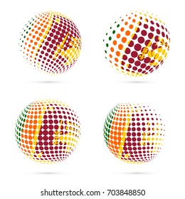 Sri Lanka halftone flag set patriotic vector design. 3D halftone sphere in national flag colors isolated on white background.