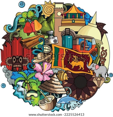 Sri Lanka hand drawn  doodle art illustration