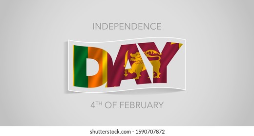 Sri Lanka happy independence day vector banner, greeting card. Sri Lankan wavy flag in nonstandard design for 4th of February national holiday 