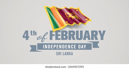 Sri Lanka happy independence day greeting card, banner vector illustration. Sri Lankan national holiday 4th of February design element with realistic flag