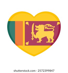 Sri Lanka heart badge icon. Sri Lanka national flag button. Vector illustration