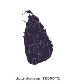 Sri Lanka - High detailed map violet outline map with caption on white background.Abstract design vector illustration eps 10.