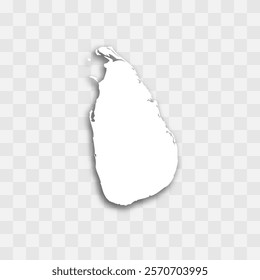 Sri Lanka high detailed vector representation of country silhouette. White color on transparent background with dropped shadow. For educational, decorative, or informational use.