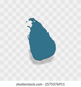 Sri Lanka high detailed vector representation of country silhouette. 3D map on transparent background with dropped shadow. For educational, decorative, or informational use.