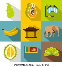 Sri Lanka icons set. Flat illustration of 9 Sri Lanka vector icons for web