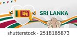 Sri Lanka Independence day banner. Latest horizontal poster with Sri Lanka flag, raised fist and typography. Great background for national day greeting cards, holidays, sport events and web header