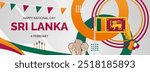 Sri Lanka Independence day banner. Latest horizontal poster with Sri Lanka flag, raised fist and typography. Great background for national day greeting cards, holidays, sport events and web header