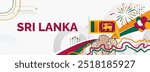 Sri Lanka Independence day banner. Latest horizontal poster with Sri Lanka flag, raised fist and typography. Great background for national day greeting cards, holidays, sport events and web header