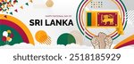 Sri Lanka Independence day banner. Latest horizontal poster with Sri Lanka flag, raised fist and typography. Great background for national day greeting cards, holidays, sport events and web header