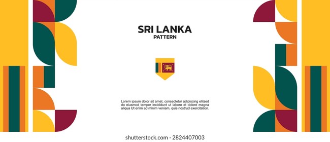 Sri Lanka Independence Day Banner with Geometric Pattern and National Flag Template