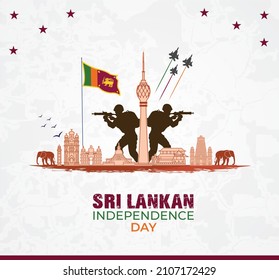 Sri Lanka independence day. Sri Lanka Day Defense concept. Template for background, banner, card, poster. vector illustration.