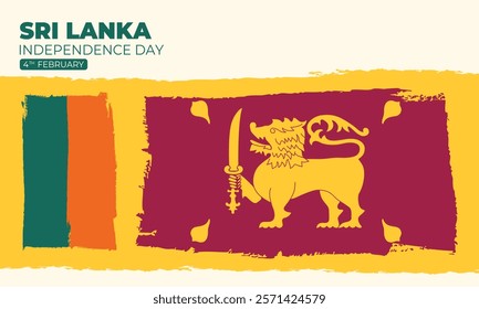 Sri Lanka Independence Day February 4th. Sri Lanka national brush flag banner. Vector illustration