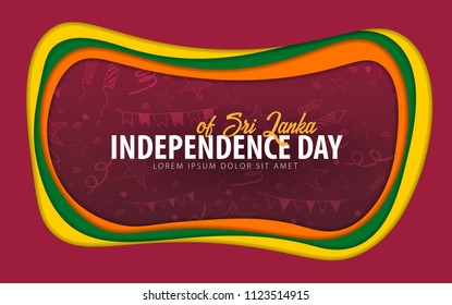 Sri Lanka. Independence day greeting card. Paper cut style