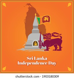 Sri Lanka Independence Day. Sri Lankan flag and lion Visibility Abstract Background