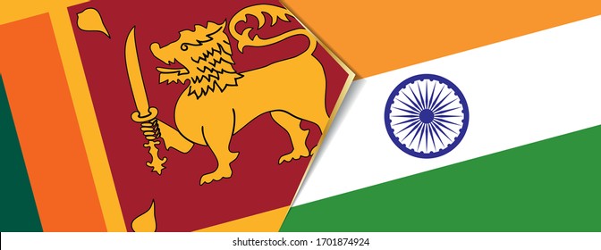 Sri Lanka and India flags, two vector flags symbol of relationship or confrontation.