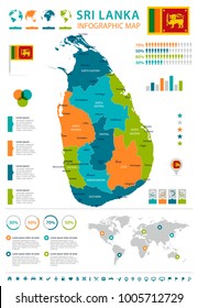 Sri Lanka infographic map and flag - High Detailed Vector Illustration