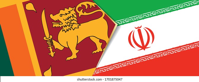 Sri Lanka e Irán enarbolan dos banderas vectoriales símbolo de relación o confrontación.