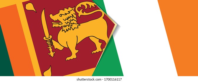 Sri Lanka and Ireland flags, two vector flags symbol of relationship or confrontation.